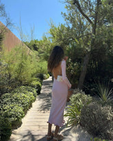 Knit Midi Dress with Ruffle Trim